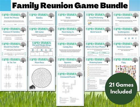 Family Reunion Games Family Game Night Family Reunion Game Bundle Family Activity Printable ...