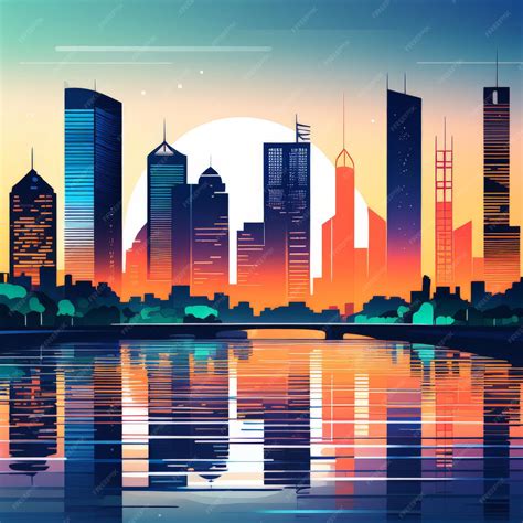 Premium Vector Modern City Skyline Vector Illustration Modern City