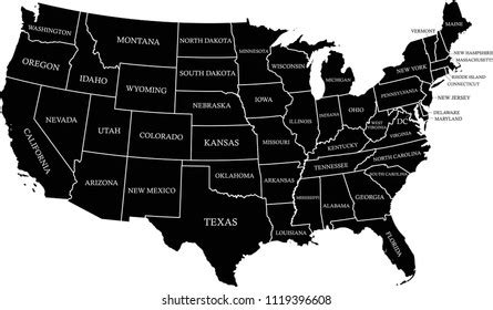 Usa Map States Labeled Vector Outline Stock Vector (Royalty Free ...