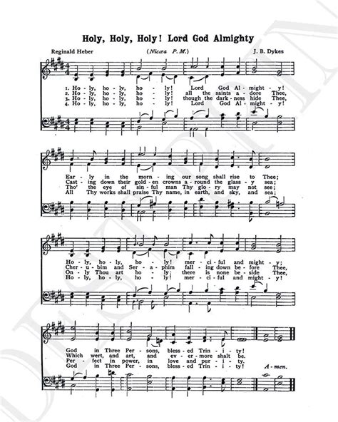 Holy Holy Holy Lord God Almighty Hymn Hymnal Sheet Sheet Music Home