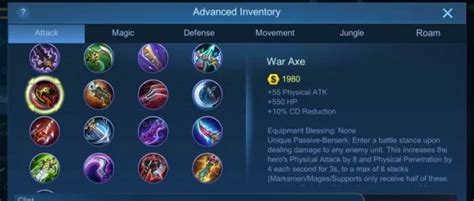 Pakai Item Mobile Legends Ini Bikin Stack War Axe Cepet Maksimal