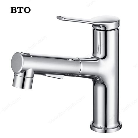 Bto Modern Lavatory Brass Cold And Hot Water Mixer Tap Sink Low Pull Out Basin Faucet Sanitary