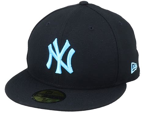 New York Yankees League Essential 59Fifty Black Light Blue Fitted New