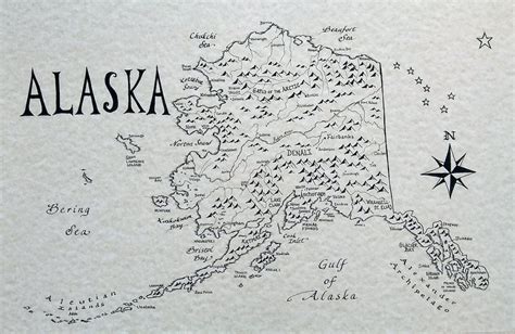 Alaska Hand Drawn Map - Etsy