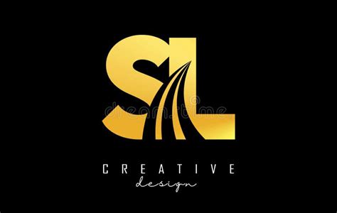 Creative Golden Letters Sl S L Logo With Leading Lines And Road Concept