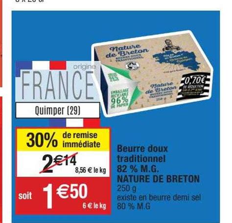 Offre Beurre Doux Traditionnel 82 M G Nature De Breton Chez Migros France