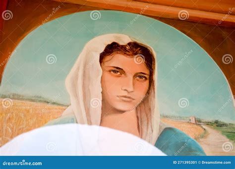 Madonna Tabernacle Christian Christianity Painted Figure Detail Detail