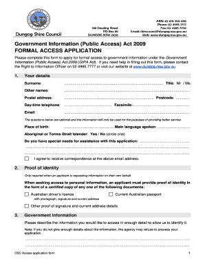 Fillable Online Dungog Nsw Gov DSC Access Application Form Doc Dungog