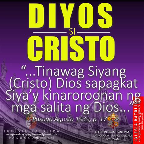 Ang Iglesia Ni Cristo Si Cristo Ay Diyos Sa Katawagan Lamang At Hindi Tunay Ayon Sa Pasugo