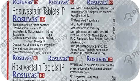 Rosuvas 10 Mg Tablet 15 Uses Side Effects Price And Dosage Pharmeasy