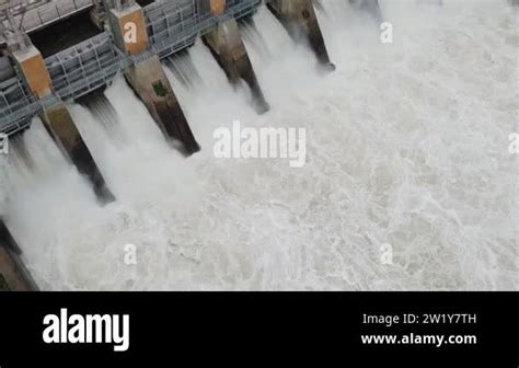 Hydroelectric Power Station Water Dam And Reservoir 4k Stock Video