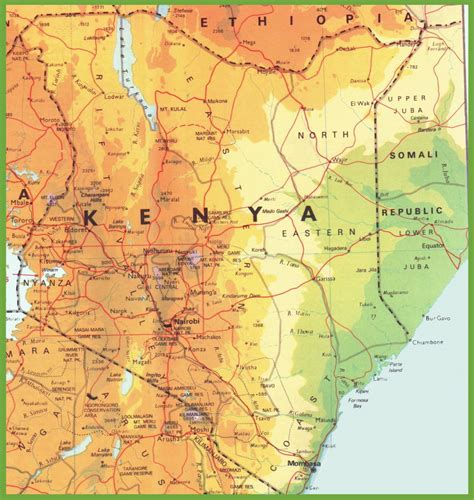 Kenya Road Map Regarding Printable Map Of Kenya Printable Maps