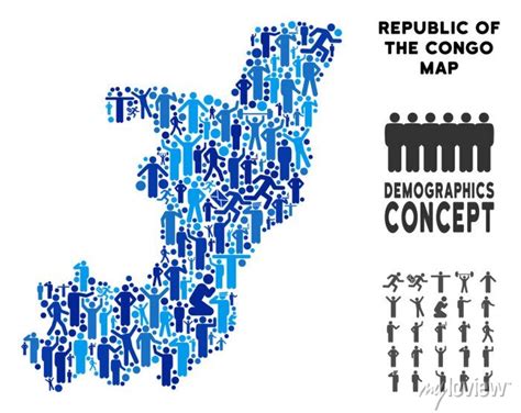 Popula O De Vetor Rep Blica Do Mapa Do Congo Colagem Da Demografia