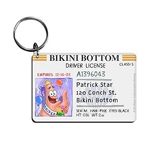 Spongebob Bikini Bottom Drivers License Keychain Bundle Pack