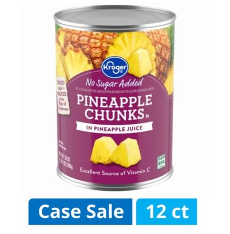 Kroger No Sugar Added Pineapple Chunks In Pineapple Juice Case Sale