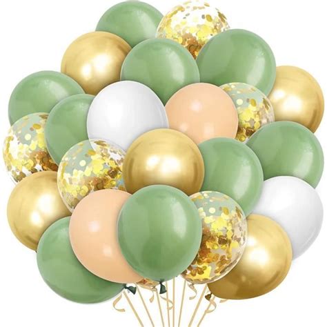 Ballons Vert Avocat Anniversaire 60 Pièces Or Confettis Ballons Helium