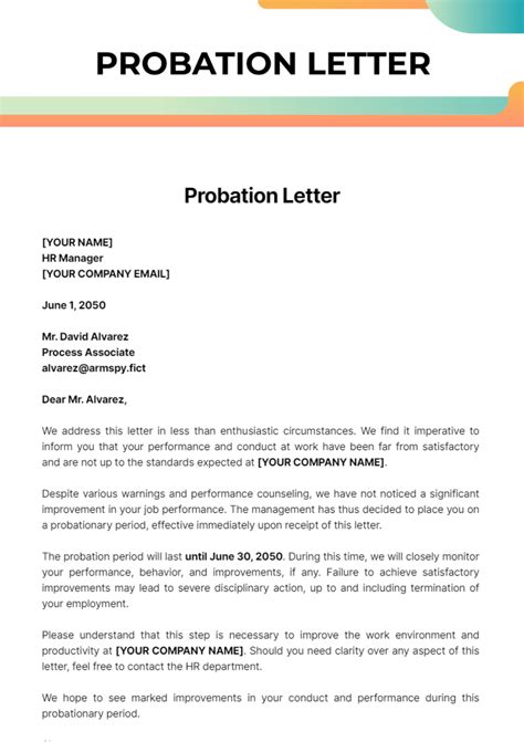 Free Probation Letter Template To Edit Online