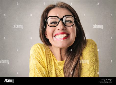 Smiling Brunette Woman Stock Photo Alamy