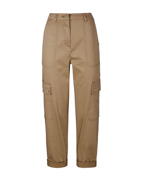 Woman Michael Kors Brown Organic Cotton Zip Pkt Cargo Pant