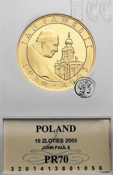 10 zł 2005 Jan Paweł II platerowany GCN PR 70 archiwum niemczyk pl