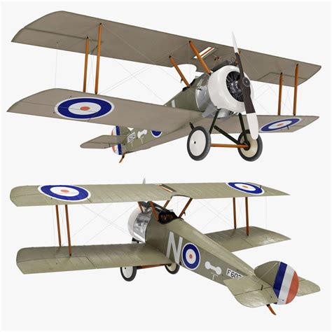 british wwi biplane fighter 3d model