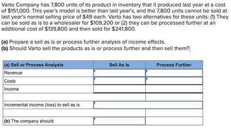 Solved Varto Company Has Units Of Its Product In Chegg