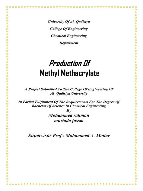 Production of Methyl Methacrylate | PDF | Poly(Methyl Methacrylate ...