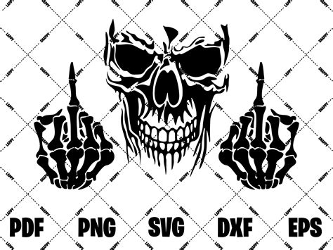 Fuck You Skull Middle Finger SVG PNG Middle Finger Black Vector Skull Don T Give A Fuck