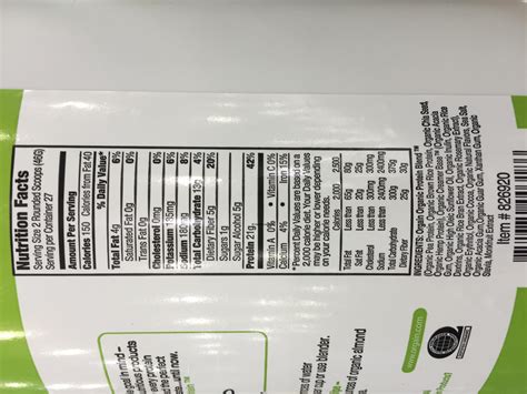Orgain Plant Based Organic Protein Powder Nutrition Facts Ingredients