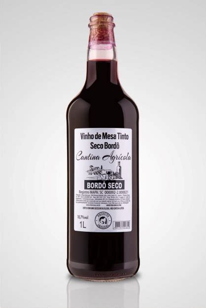 Vinho de Mesa Tinto Seco Bordô Cantina Agrícola 1 Litro