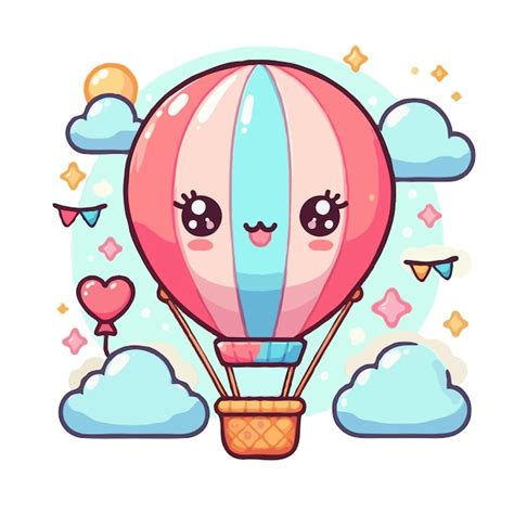 Premium Vector Cute Hot Air Balloon Vector On White Background
