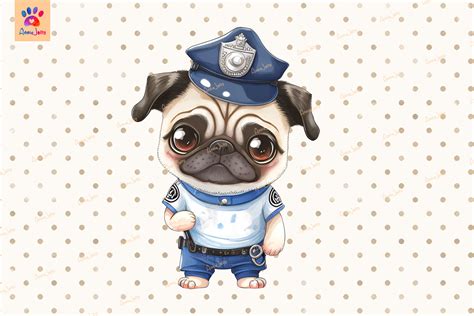 Police Pug Dog Puppy Graphic by AnnieJolly · Creative Fabrica