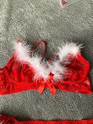 Rslove Women Santa Lingerie Set Sexy Christmas Bra And Panty Sets With Garter Belt Lace Teddy