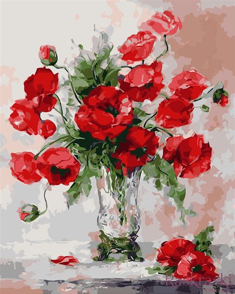 Картина по цифрам Маковий букет в скляній вазі (AS0247) ArtStory ...