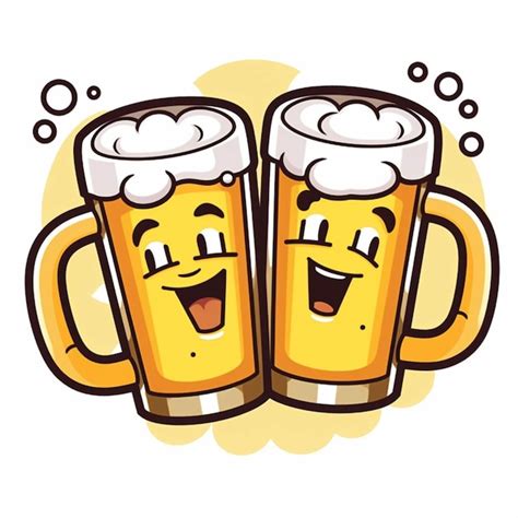 Premium Photo Two Beer Mugs With Smiling Faces And Bubbles On Them