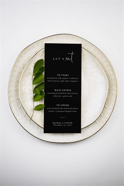 Black Menu Template X Perfect For Weddings Rehearsal Dinners Day