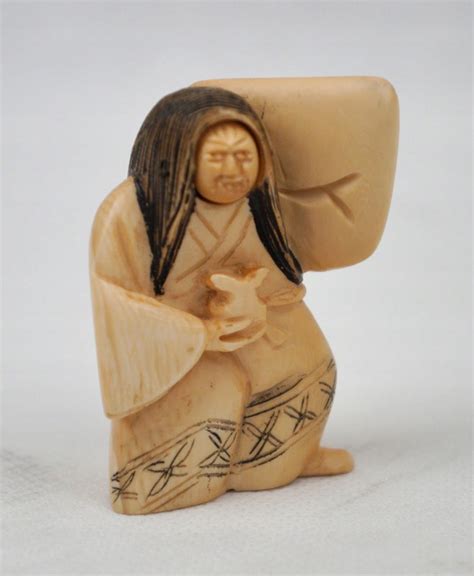 Netsuke Samuraj ze zmienną twarzą Japonia XIX w 8497686963