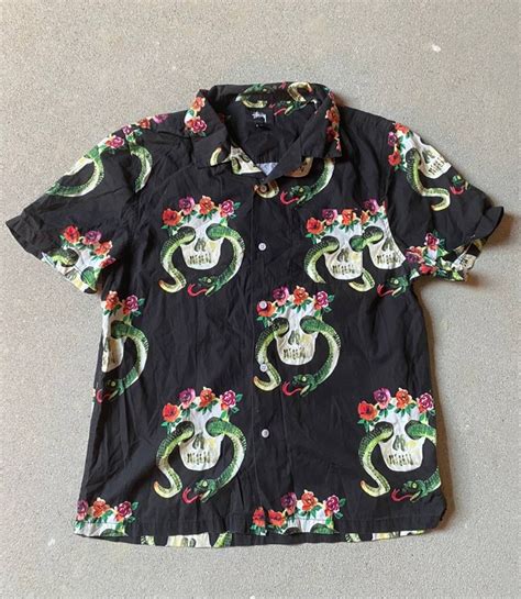 Stussy Stussy Pattern Hawai Shirt Snakes Skulls Grailed