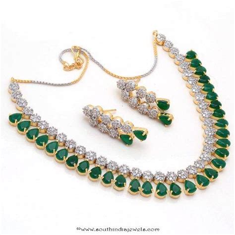 Imitation Emerald Necklace South India Jewels