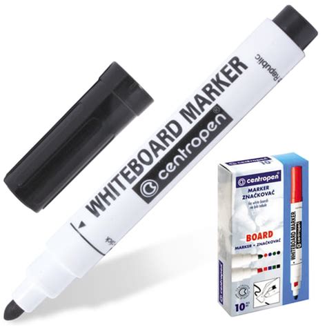 Маркер стираемый для белой доски ЧЕРНЫЙ, CENTROPEN «Dry-Wipe», 2.5 мм ...