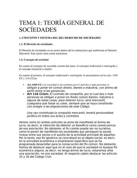 Temas Mercantil Ii Tema Teor A General De Soc Edades Concepto Y