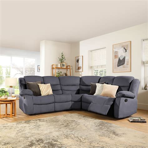 Sorrento Slate Grey Plush Fabric Recliner Corner Sofa Furniture Choice