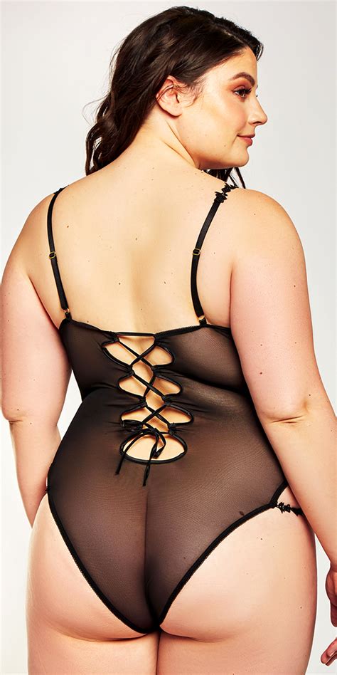 Plus Size Nude And Black Satin Lace Teddy Sexy Women S Lingerie