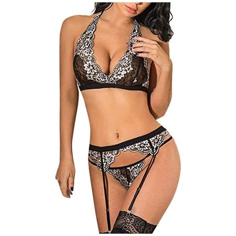 Sasaquoy Coordonnes Ensemble Lingerie Femmes Sling Dentelle Sexy Trois Pièces Costume Pyjama