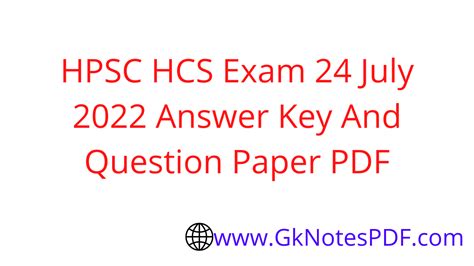 Hpsc Hcs Exam 24 July 2022 Answer Key And Question Paper Pdf