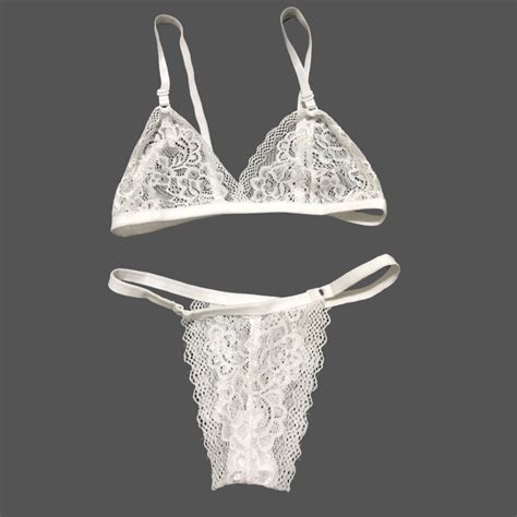 Kit Conjunto Lingerie Renda Sexy Sensual Feminino Transparente Shopee Brasil