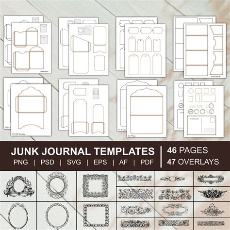 Junk Journal Templates Mega Kit Folio Template Envelope Template