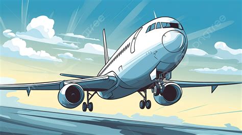 飛行中の飛行機の漫画イラストイラスト 飛行機の写真漫画背景画像素材無料ダウンロード Pngtree