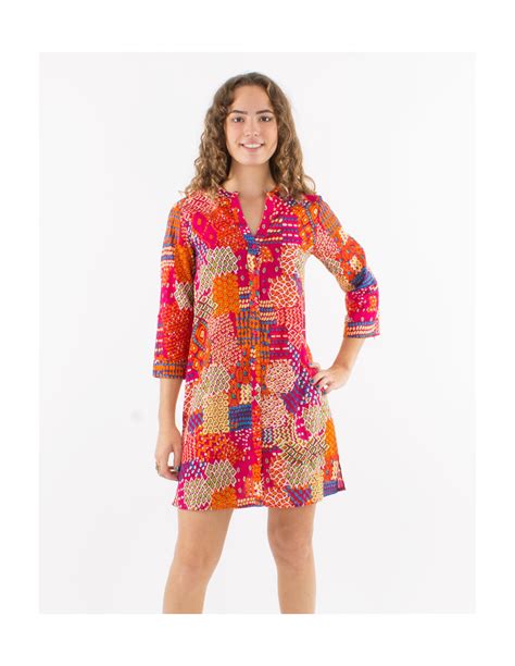 Robe Chemise De Plage Motif Baba Cool