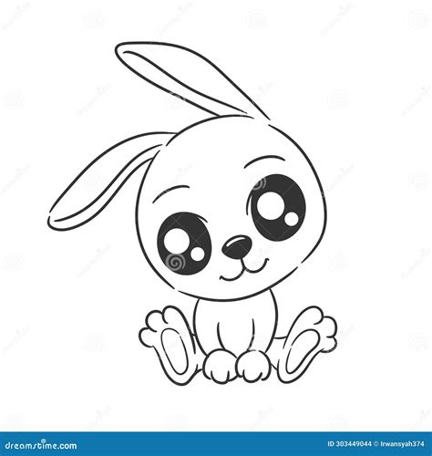 Cute Rabbit Is Sitting Cartoon Vector For Coloring Stock Vector Illustration Of Vector Jump